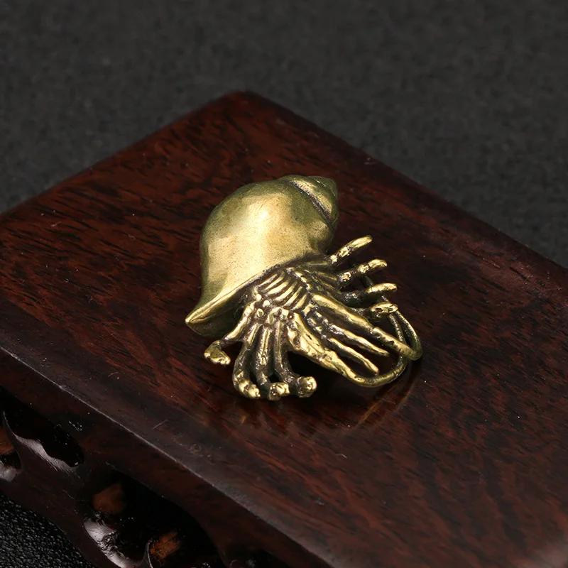 Hermit Crab Metal Figurine Marine Organisms Animal Brass Desk Decoration Vintage Home Decor Souvenir Gift