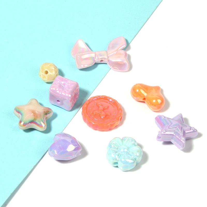 AB-Plated Acrylic Star and Bow Beads for DIY Necklaces and Hairpins
