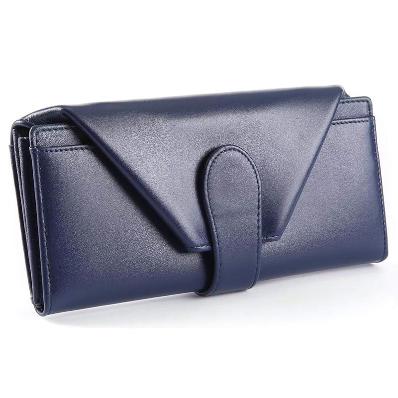 

[Legare] [Legale] long wallet ladies large capacity garcon wallet open wide dustpan type coin purse (Navy)