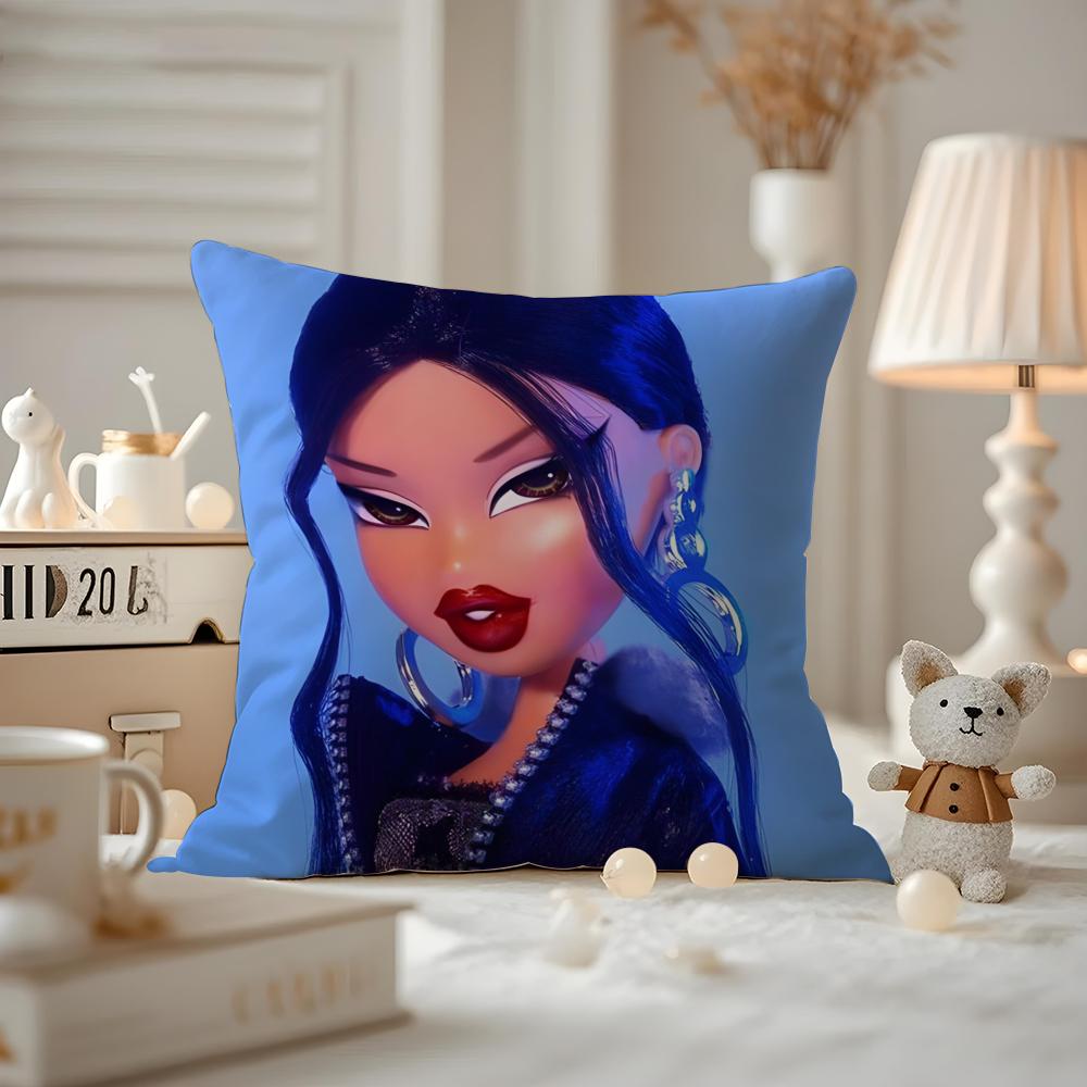 BBratzZ Fashion mMask gGirl Cushion Cover Antidustmite Pillowcase Invisible Zipper Silky Short Plush Sofa Cushion Cover