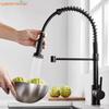 Kitchen Faucet Pull Out Stream Sprayer Deck Mounted Matte Black Mixer Tap 360 Degree Rotation  Kitchen Sink Hot Cold Taps