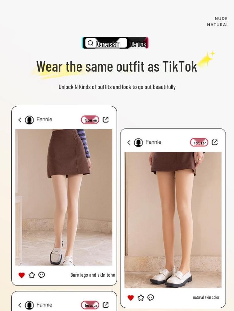 Flower Fairy Nude Feeling Fleece Lined Socks - Women's Warm, Slimming Tights for Autumn and Winter