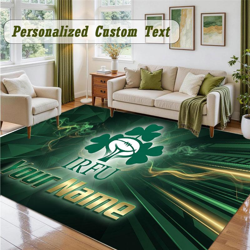 Crystal Velvet Square Rug Custom NameIreland Rugby Pattern Non Slip Home Floor Decor Rug