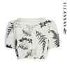 ELLASSAY Women's Printed Lyocell Linen Crop Shirt