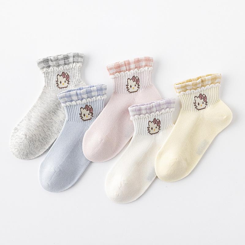 5-Pack Kids' Mesh Socks - Cartoon Cotton, Mid-Calf for Boys & Girls, Spring/Summer