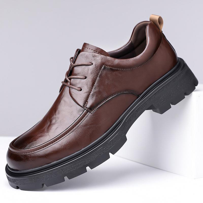 

High Quality Thick Soled Comfortable Workwear Shoes Men s Fashion Versatile Big Toe Leather Shoes, Branded Business Casual Shoes 44 коричневый