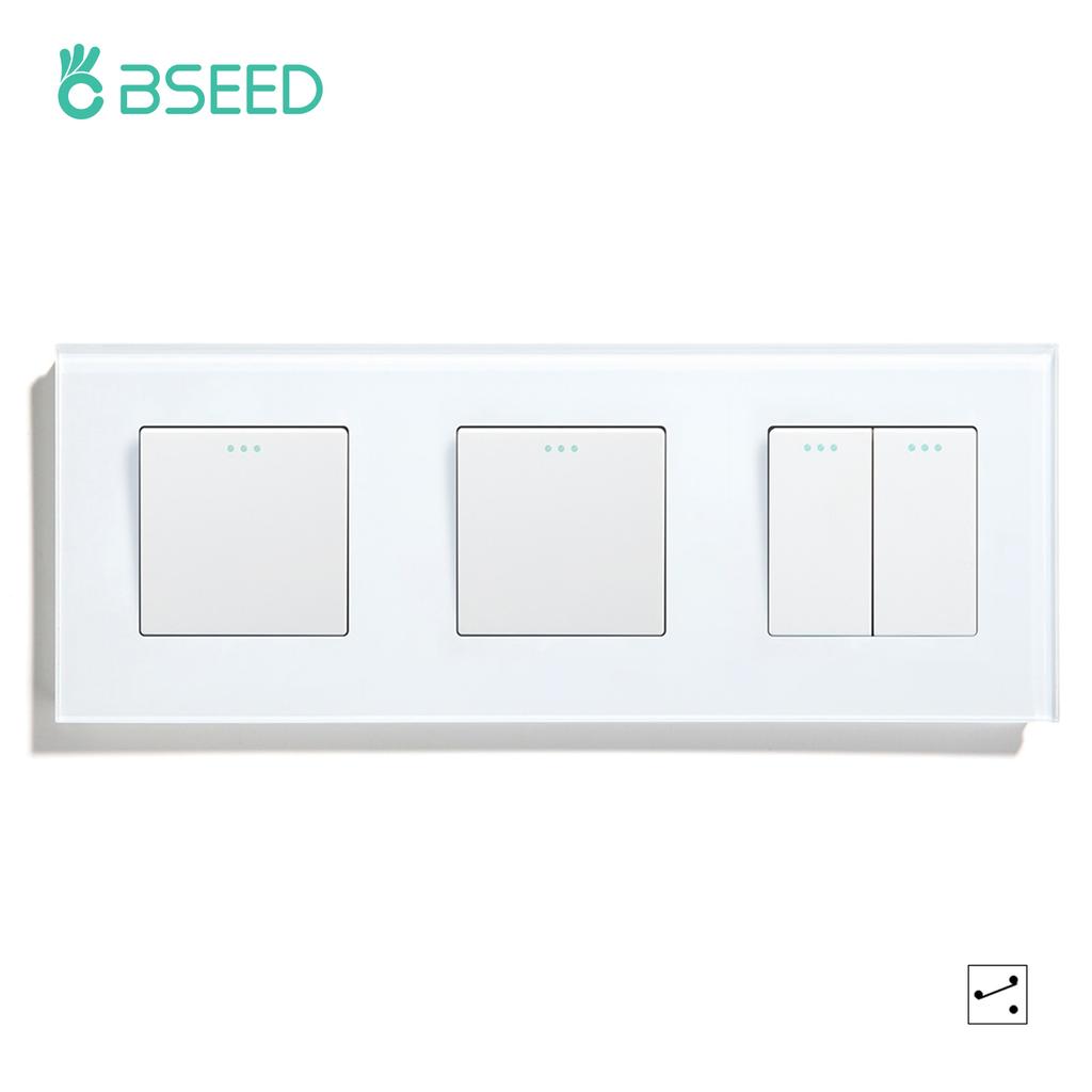 BSEED 1/2/3-fach Wandschalter 2-Wege Treppenlichtschalter Plus Typ-C USB-Steckdose EU-Standard Glaspanel