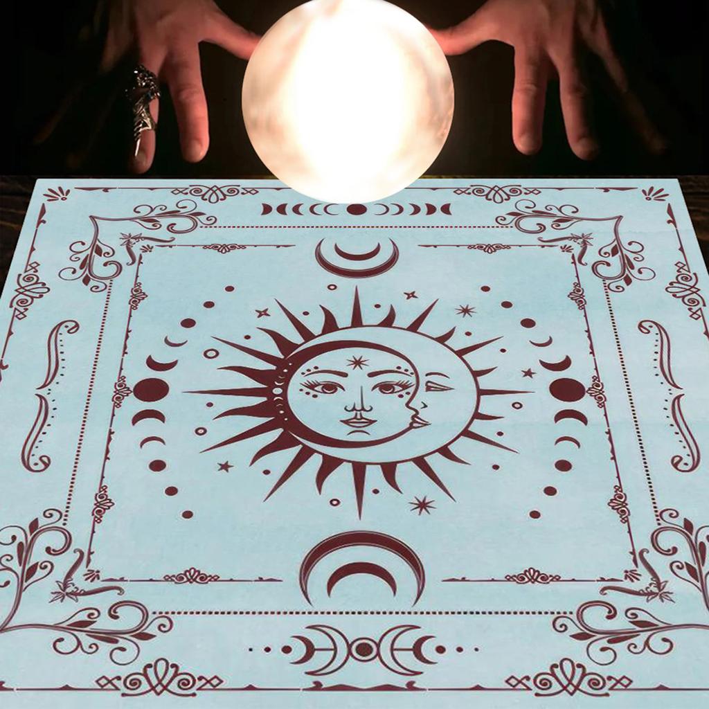 Tarot Card Tablecloth Altars Cloth Moon/Butterfly/Flower Tablecloth Astrology Divinations Non-Slip Mat Tapestry Decors