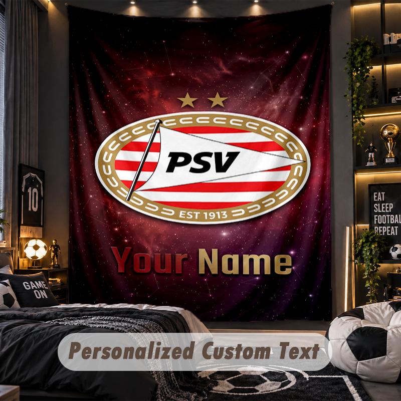 TapestryPSV Eindhoven FC Custom Name Text Personalized Wall Hanging Tapestry Home Wall Decor
