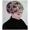 2022 New Design Spring Muslim Gauze Towel New National Style Head Scarf Lady Hat Cap Gold Silk Embroidered Nail Bead Hat
