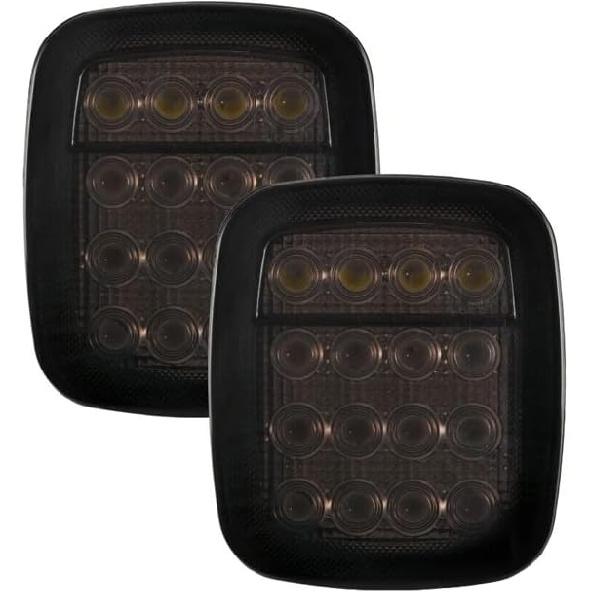 

Smoked Lens Rear LED Brake Tail Lamps, Pair Running Lights Side Marker Turn Signal Backup Reverse Light, 1976-2006 Compatible with Jeep Wrangler TJ