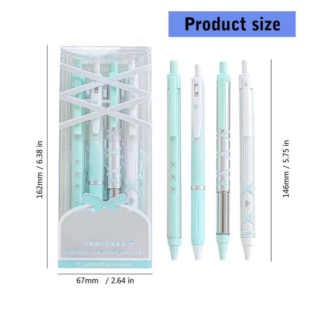 4 Pcs Ballet Strap Bows Gel Pen Retractable Neutral Pen 0.5mm Stationery Pen Writing Pen Gel Ink Pen Journaling Pen