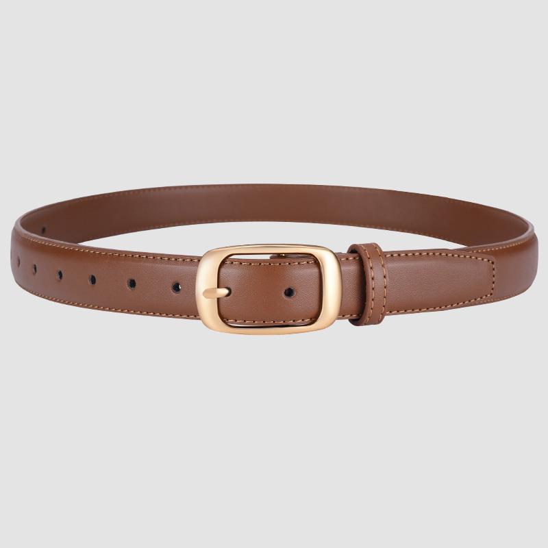 Women's Versatile Long Leather Belt with Alloy Buckle - High-Grade Casual Waist Accessory In Black for Jeans