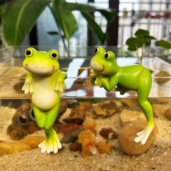 2Pcs Flowerpot Hugger Frog Figurines Miniature Frog Statue Plant Decorations Flower Pot