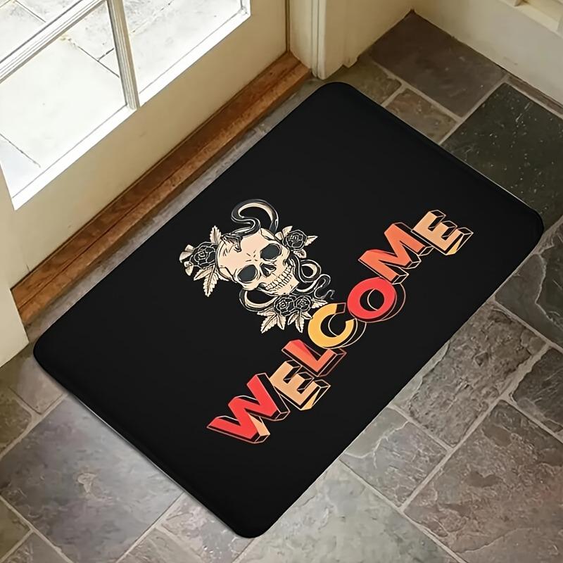 1PC Halloween Skull Kitchen Rug Non-Slip Door Mat Pop design Bathroom Rug Bath Mat Carpet for Home Sink Laundry Decor