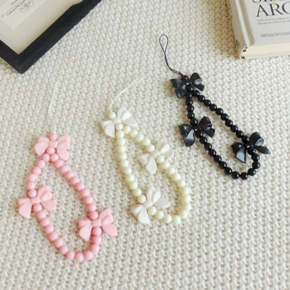 Sweet Bow Beaded Phone Strap Y2k Bowknot Phone Chain Bowknot Phone Lanyard Students