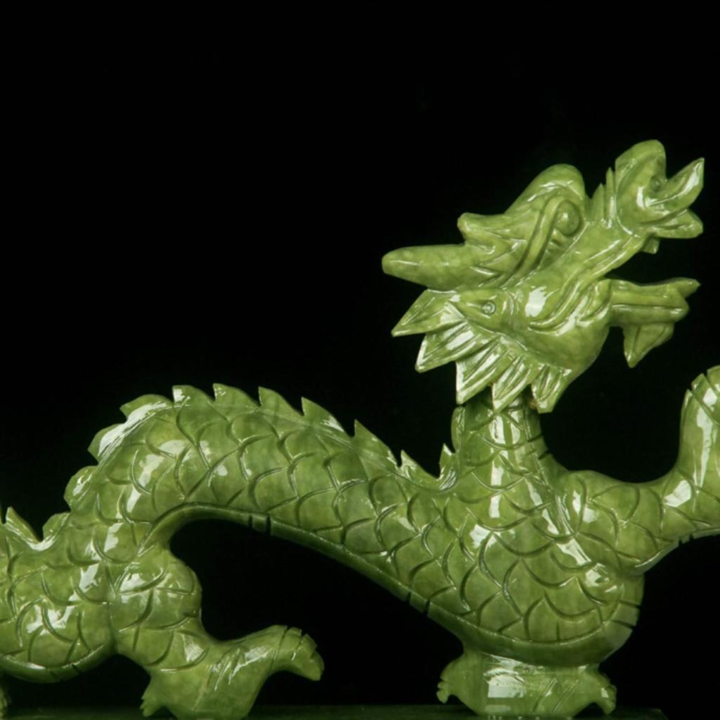 Dragon Statues for Home Decor Chinese Feng Shui Natural Jade, Dragon Figurines and Sculptures and Collectibles Symbol of Prosperity, Luck &