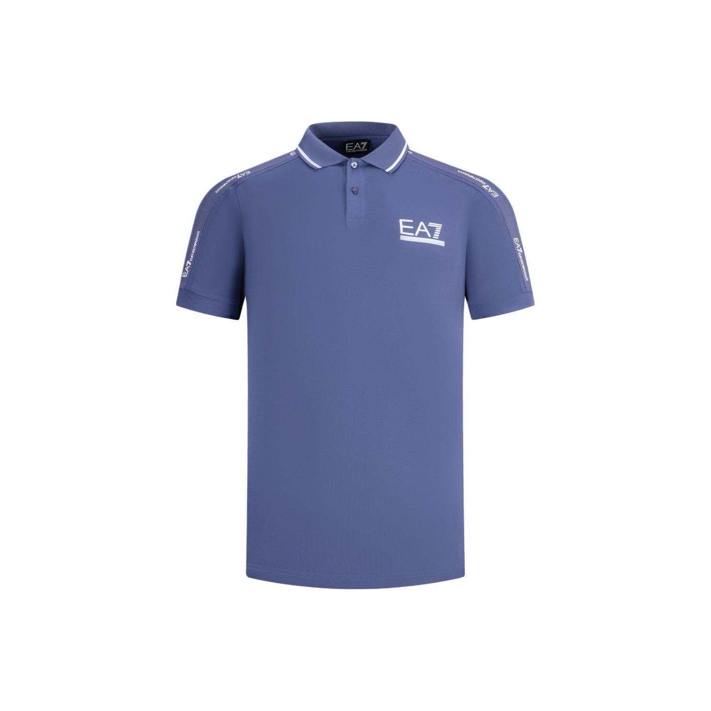 Emporio Armani EA7 SS24 Letter Print Buttoned Straight Fit Short Sleeve Polo Shirt Men polo shirts Dark-Blue 3DPF20-PJ03Z-1557 S