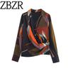 Za Autumn New Women Clothes 2025 Western Style Fashion Print Double Placket Long Sleeve Shirts 9058199 330