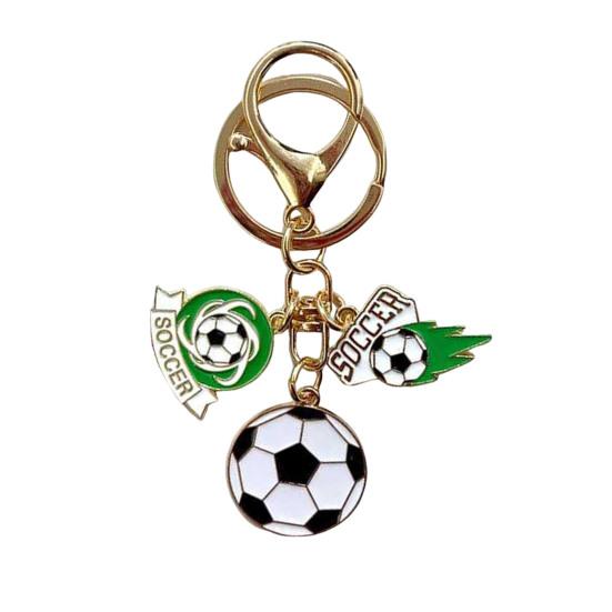 Keychain Pendant with Smooth Golden Lobster Clasp, Soccer Themed Charm Key Holder, Backpacks Car Keys Accessory F