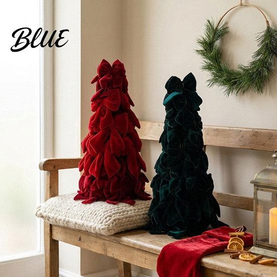 Full Shape Christmas Bow Velvet Tree Decoration Shaped Non-deformable Fabric Tabletop Ornament