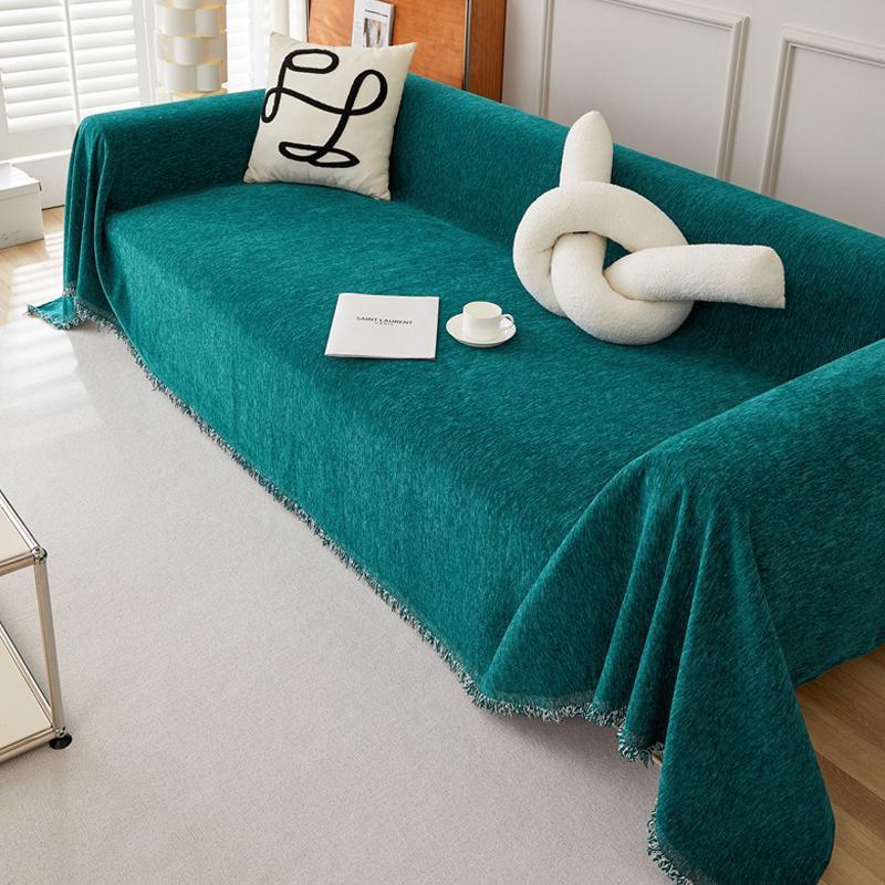 Solid color chenille thickened Sofa Towel for living room French Style home decoration Sofa Cover Couch Cover Tassel edge Waffle