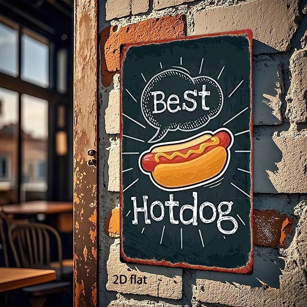Retro Hotdog Blechschild Vintage Wandkunst Küchen Dekoration Robustes Metall