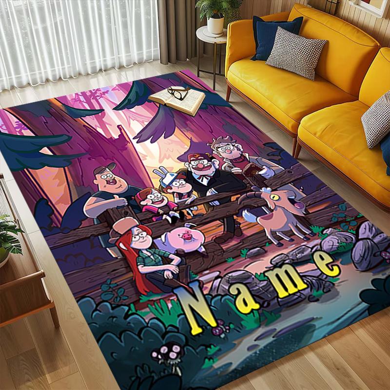 Custom Name Forest Friends Living Room Non-Slip Area Rug Soft Carpet for Bedroom Kids Playroom Sofa Office Home Decor Doormat