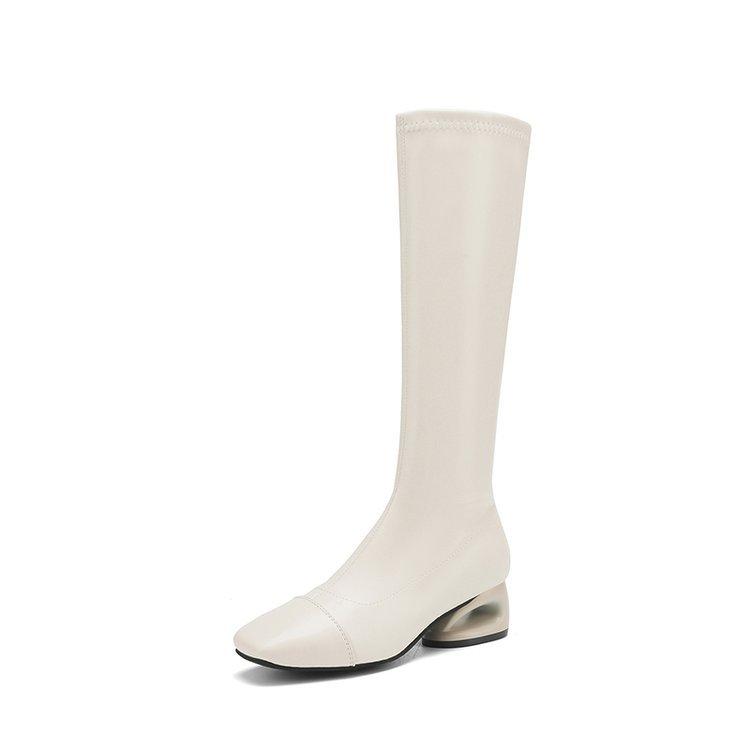 Square Toe Women's Long Boots 2026 Autumn Winter New Large Size Fashion Side Zipper Knight Boots Comfortable Chunky Heel Shoes