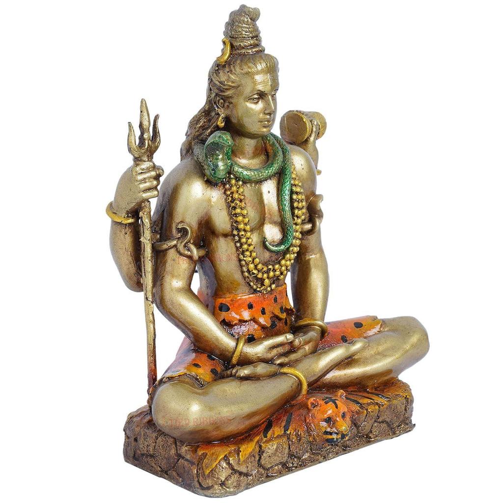 Resin Lord Shiva Statue Blessing Idol Sculpture Murti Showpiece (20 Cm X 17 Cm) - Decoration Items for Home Decor Living Room Mandir Temple