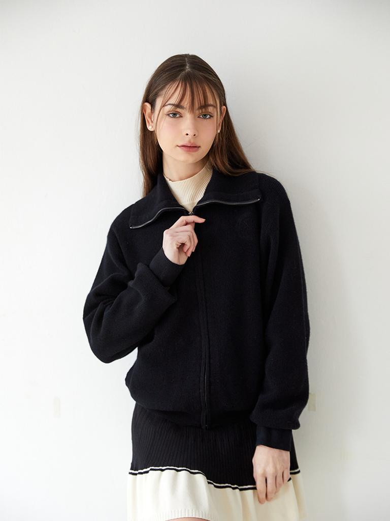 NITINA Soft Wool Zip-Up Cardigan Bk