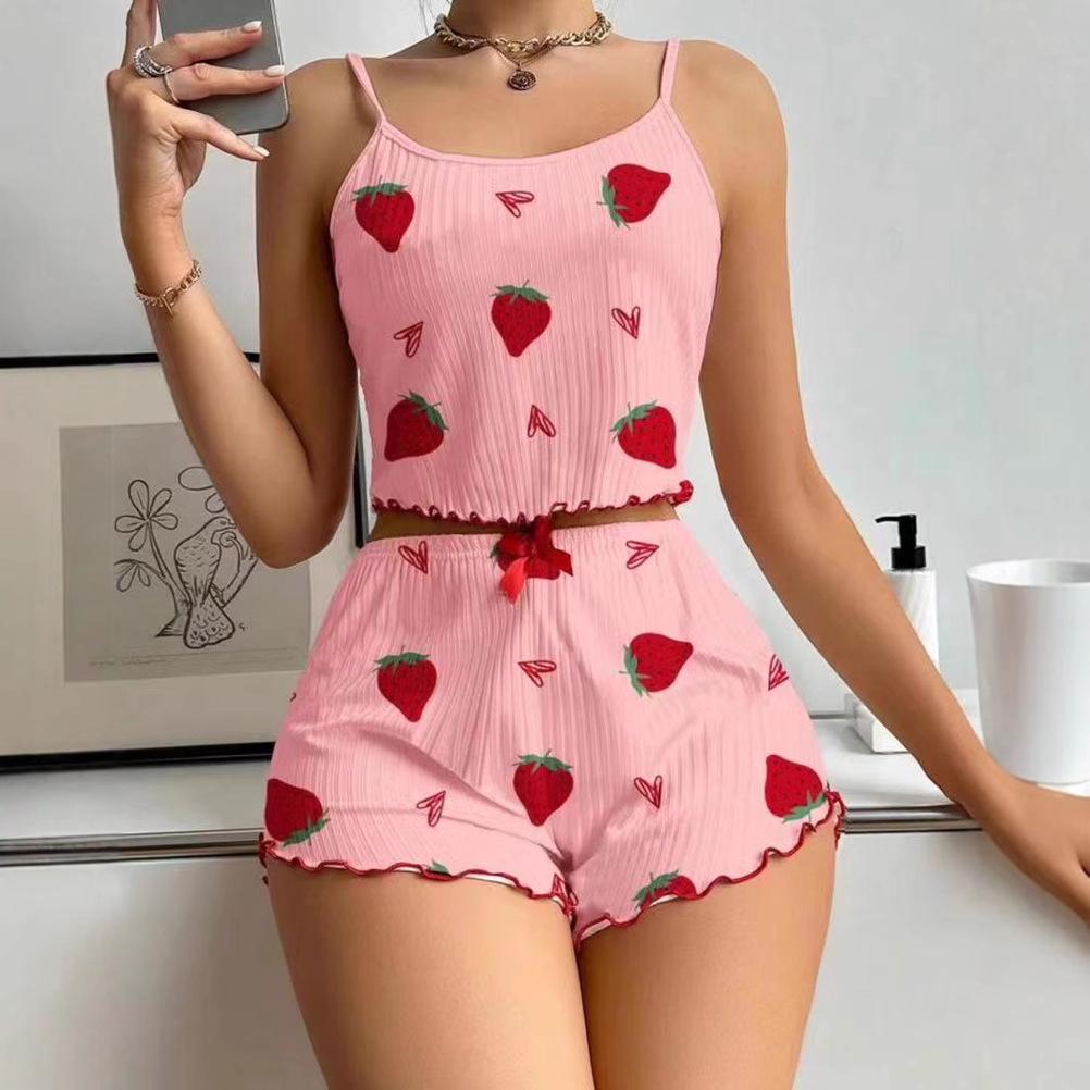 2024 Women's Fashion Set: European/American Printed Camisole & Shorts Pajama