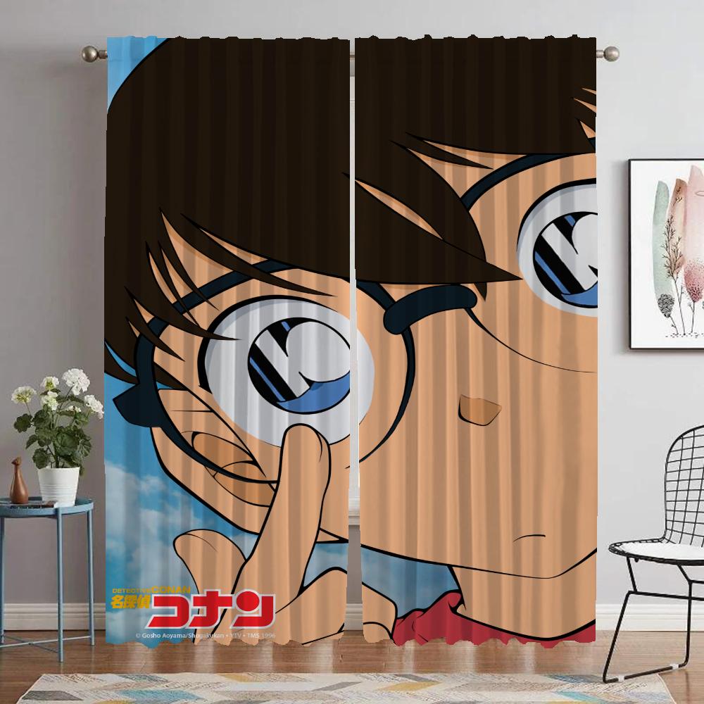 

Детектив Конан Тюль для спальни, занавеска для комнаты, 2 панели, элегантные шторы для комнаты, оттенки, украшение на Хэллоуин, перегородка W50xH70cmx2pcs-CL