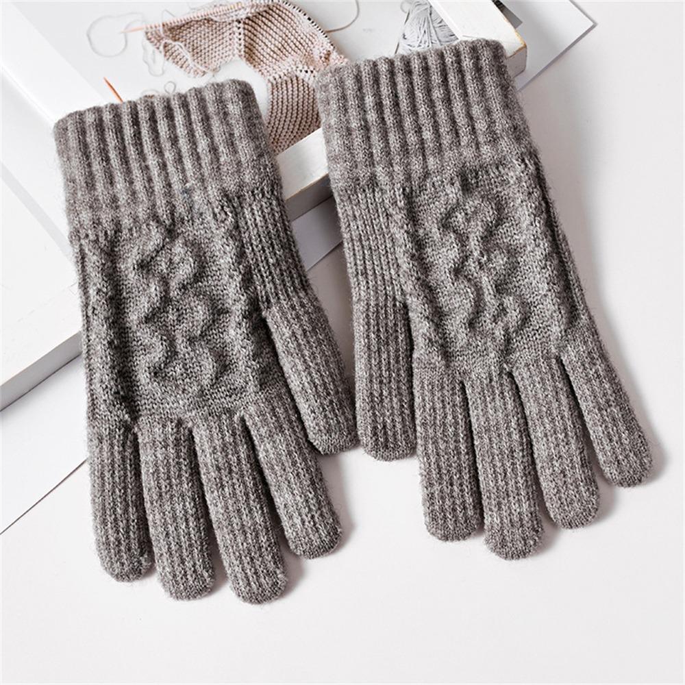 Touch Screen Warm Gloves Thicken All Finger Gloves Daily Knitted Mittens  for Autumn Winter