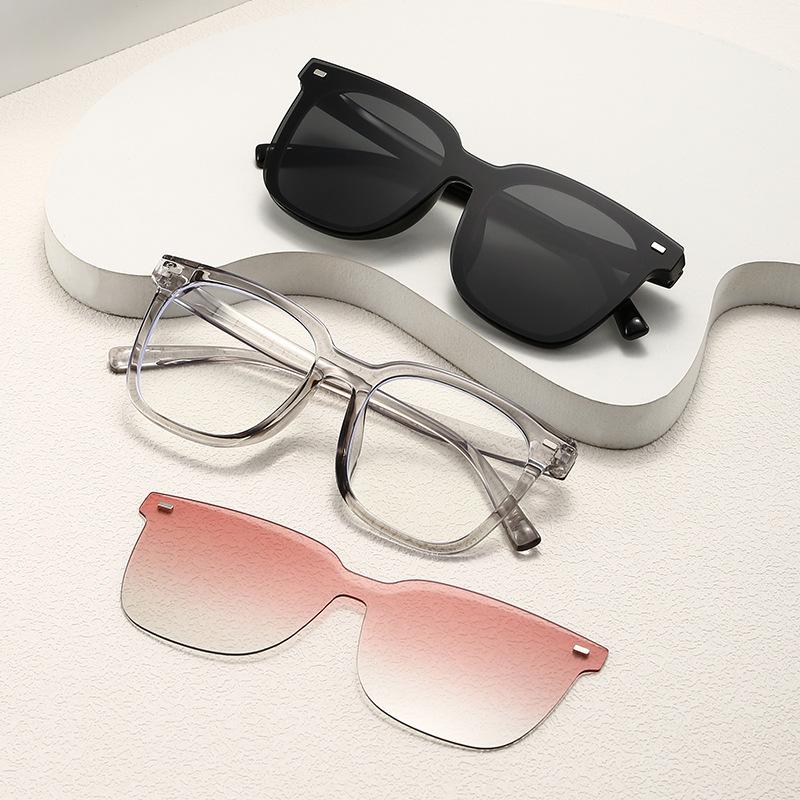 TR90 5-Piece Magnetic Clip-On Polarized Sunglasses Set with Pouch for Men & Women