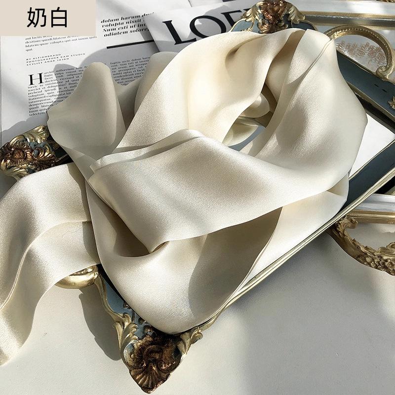 100% mulberry silk satin 15 * 145 silk solid color long scarf women's spring summer double-sided silk scarf