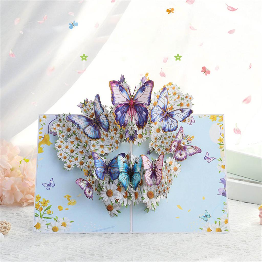 Greeting Card with Envelope Florals and Butterfly 3D Popup Blessing Card Birthday Card for Mother Girlfriend Daughter