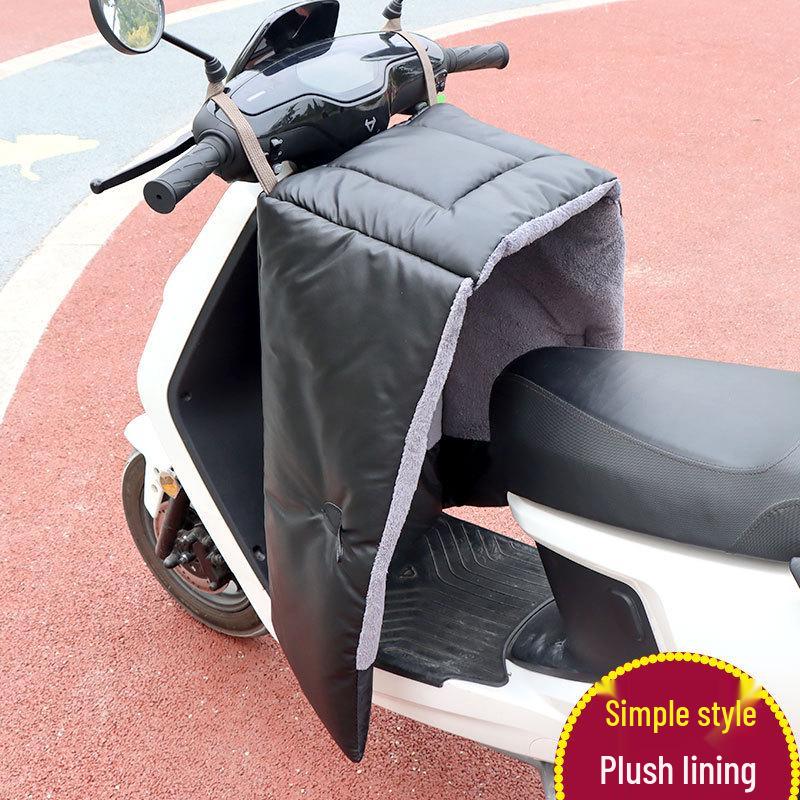 Electric Motorcycle Winter Windshield Cover - Extra Large, Fleece-Lined, Waterproof PU Leather
