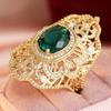 Dazzling Inlaid White Green CZ Hollow Women's Ring Vintage Gold Color Hand Carving Daily Wear Party Jewelry Anniversary Gift