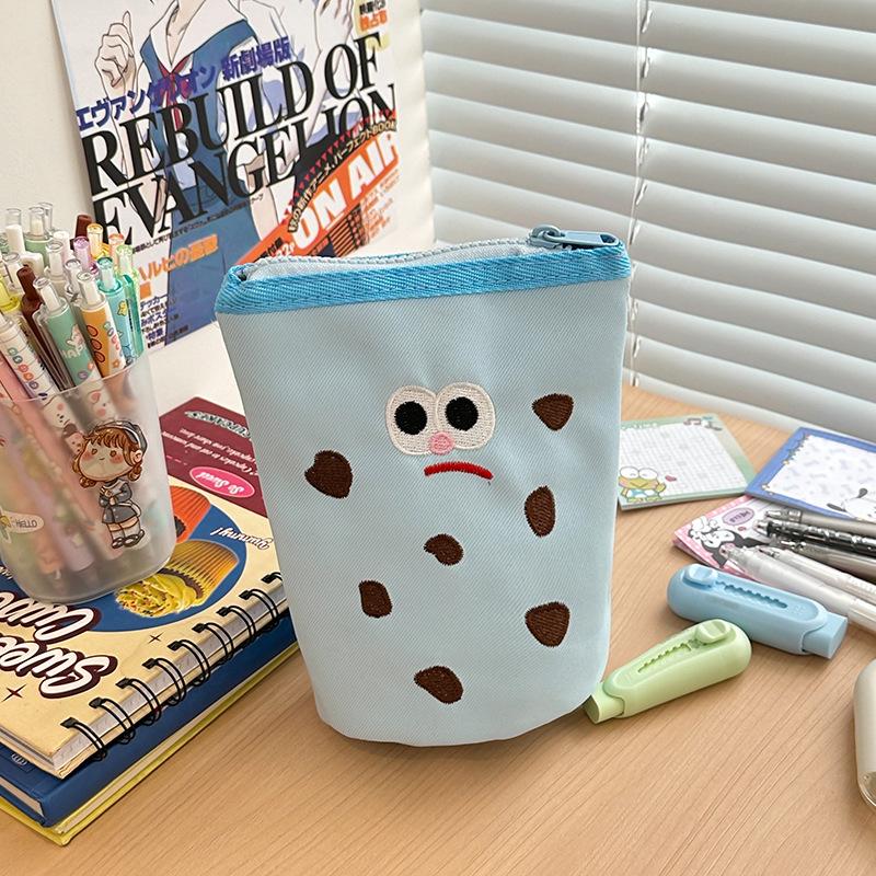 Cookies Creative Pencil Bag Female High-value Student Foldable Pencil Bag Large Capacity Makeup Brush Storage Bag
