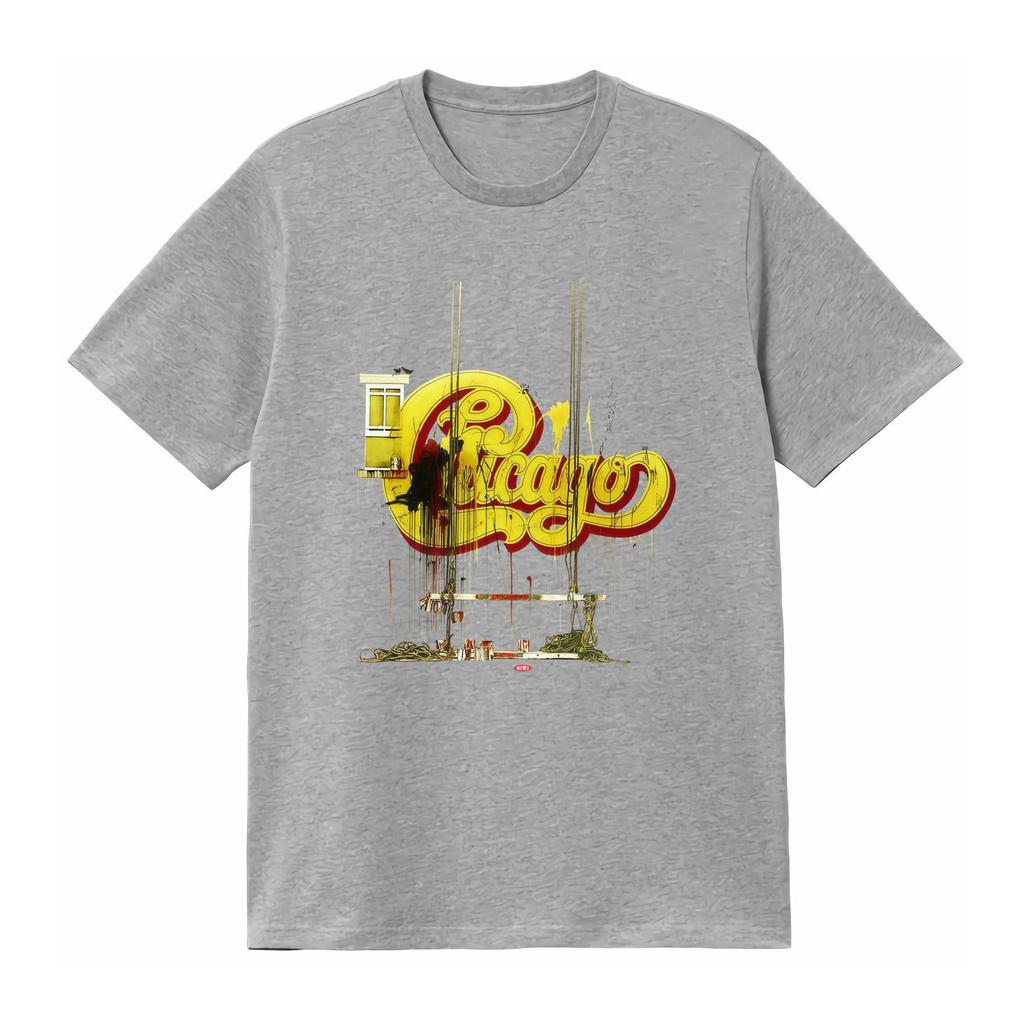 Soft T Shirt Rock Band Chicago Graffiti Style Print Unique Design Fashionable Streetwear Homme Graphic 2026 Summer T Shirt