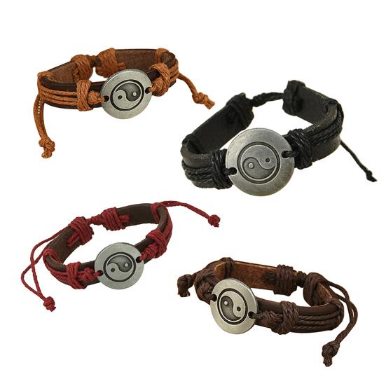 Unisex Eight Diagram Faux Leather Rope Weave Charm Infinity Multilayer Bracelet for Party
