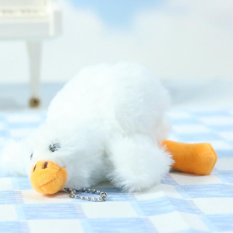 Charming White Goose Keychain Furry Plush Toy Cartoon Character For Gifts