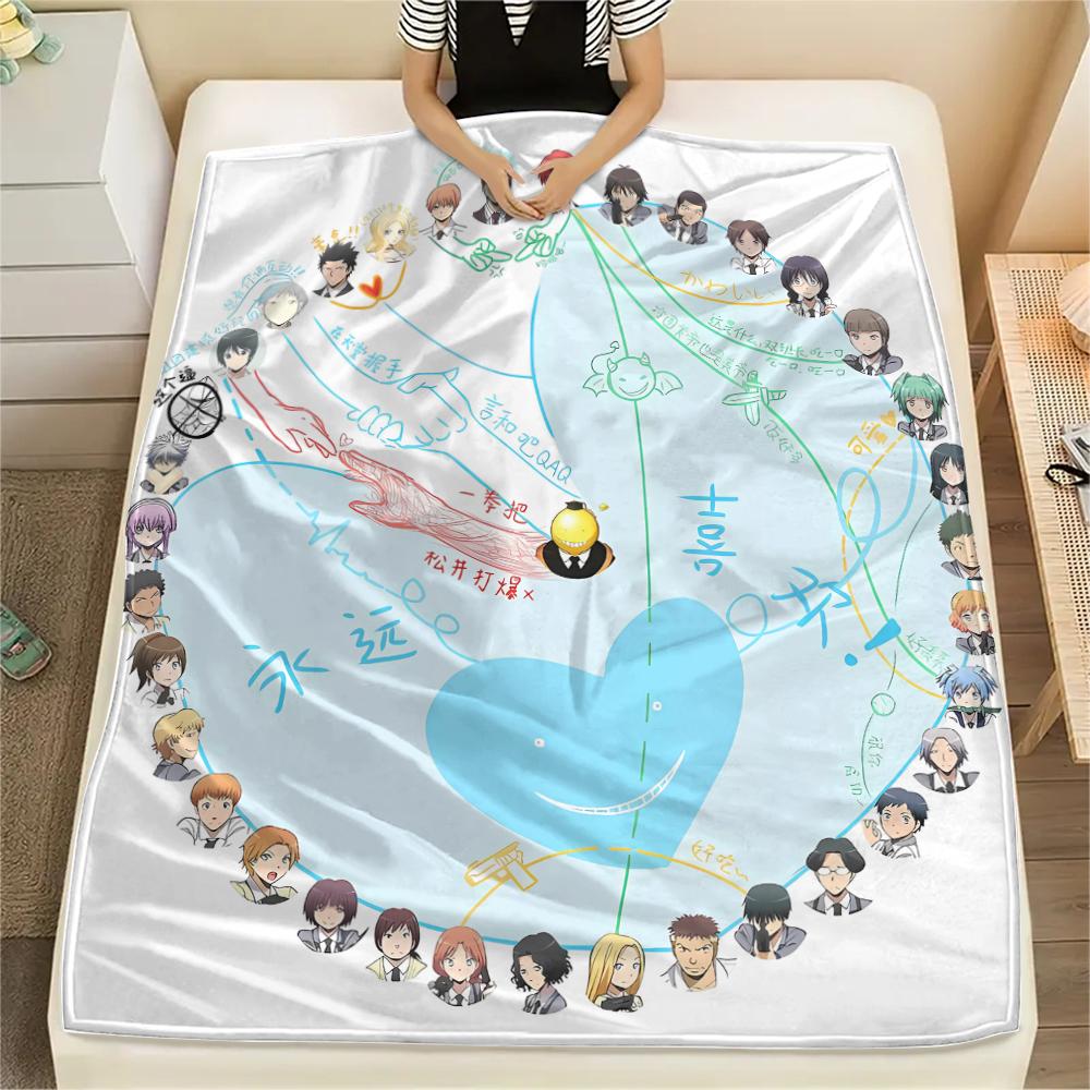 1 szt. Koc flanelowy z nadrukiem z Ansatsu Kyōshitsu, Wysoka jakość, Na wszystkie pory roku, Wystrój domu, Ciepło i komfort, Idealny na prezenty świąteczne