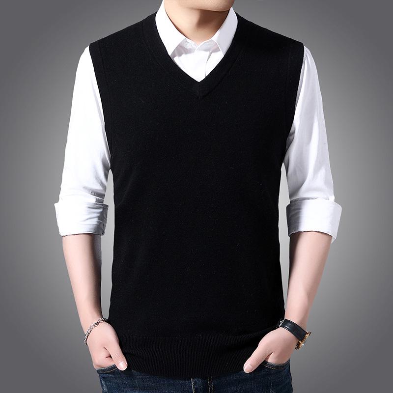 Herren Uni Wollweste mit V-Ausschnitt: Herbst-/Winter-Strickjacke für die Freizeit für mittlere und ältere Menschen