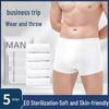 Sterilized Men's Disposable Travel Boxer Briefs - Wash-Free, Mid-Rise, Portable for Business Trips & Outdoor Activities