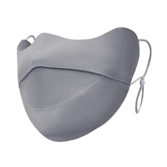 Soft Ice Silk Face Guard, Half Face Sun Protection Mouth Guard, Breathable Holes Face Shield with Elastic Ear Hooks for Cycling темно-серого
