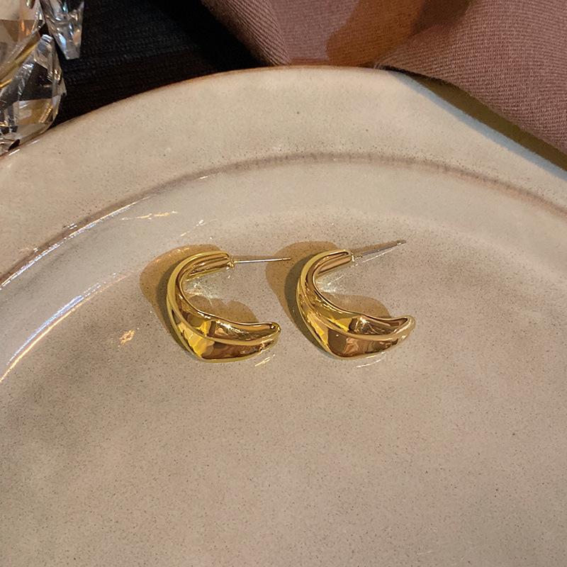 CCB Steel Needle Earrings Women's Cold Wind Personality Versatile Explosive Stud Earrings Trend Temperament Exaggerated Earrings