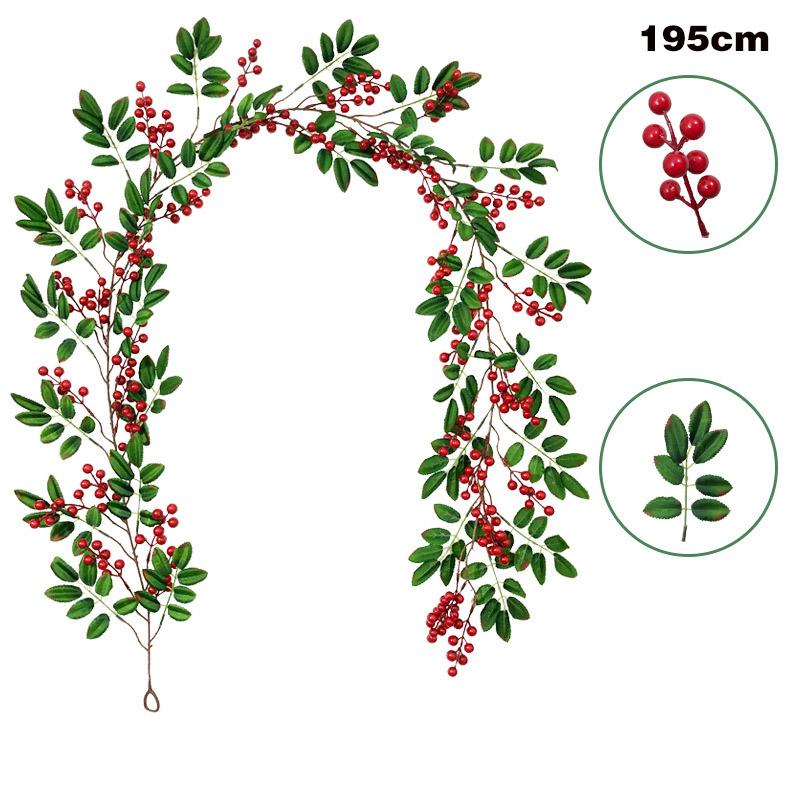 Christmas Red Berry String Artificial Burgundy Berry for Indoor Christmas Tree Decorations Crafts Wedding Xmas New Year Decor