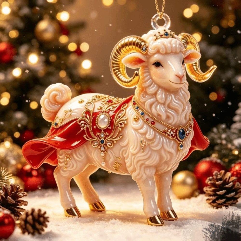 Acrylic Goat Hanging Ornament 2D Flat Animal Hanging Decoration Holiday Party Decor